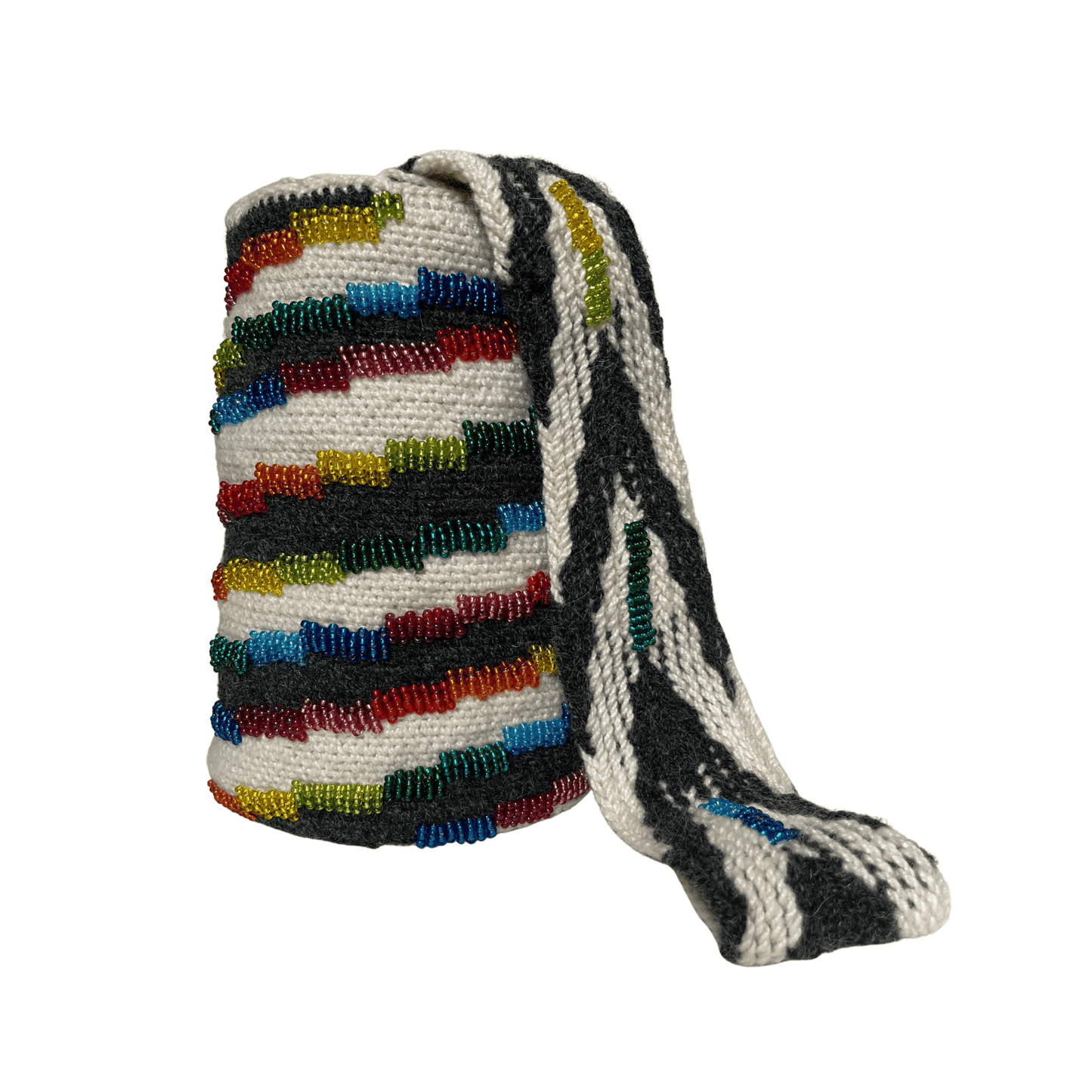 Mochila arhuaca diseño Caracol decorada con mostacillas checas de muchos Colores