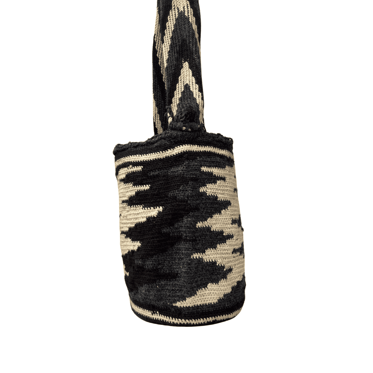 Mochila arhuaca grande hombre colores azul negro y beige