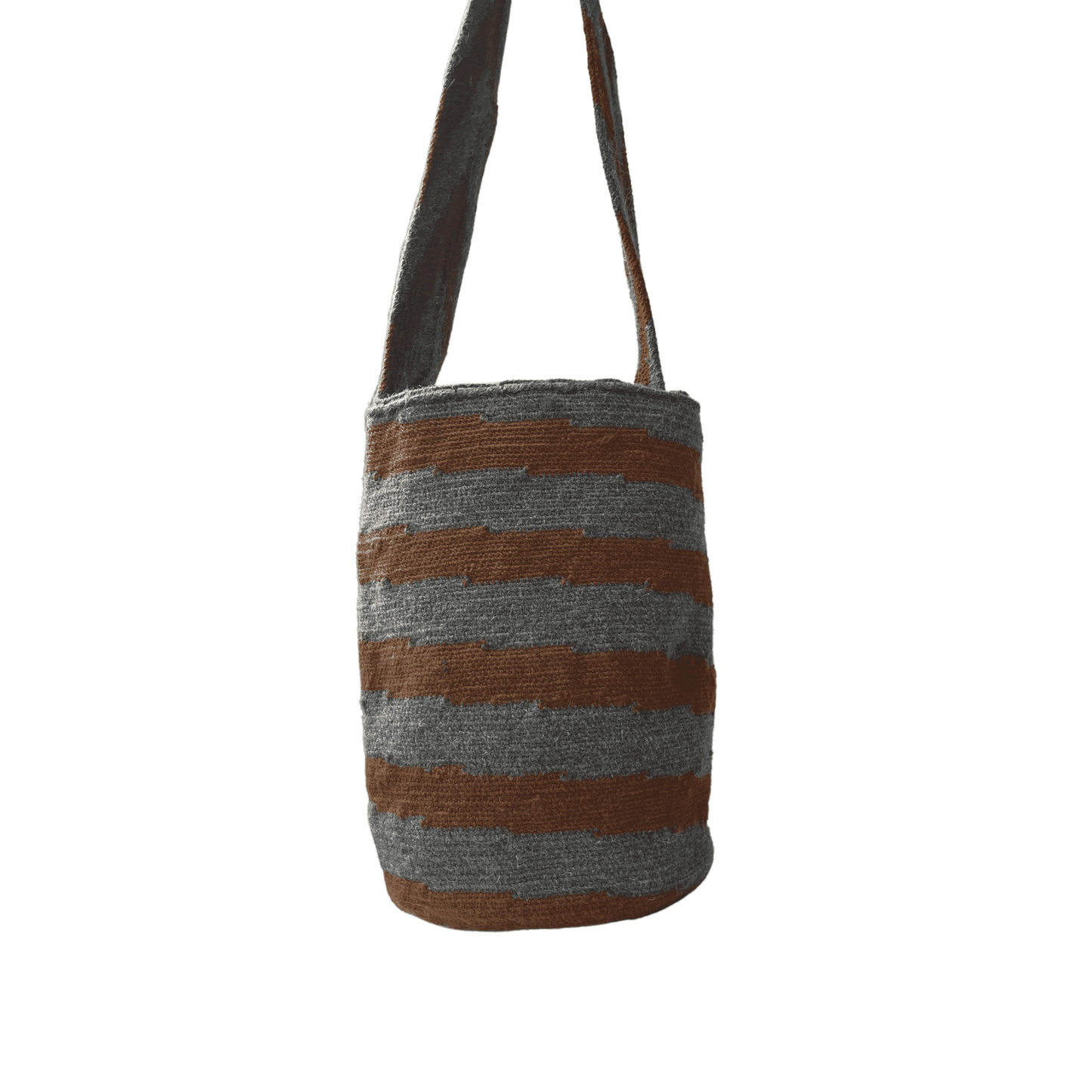 Mochila arhuaca original diseño caracol en cafe y gris