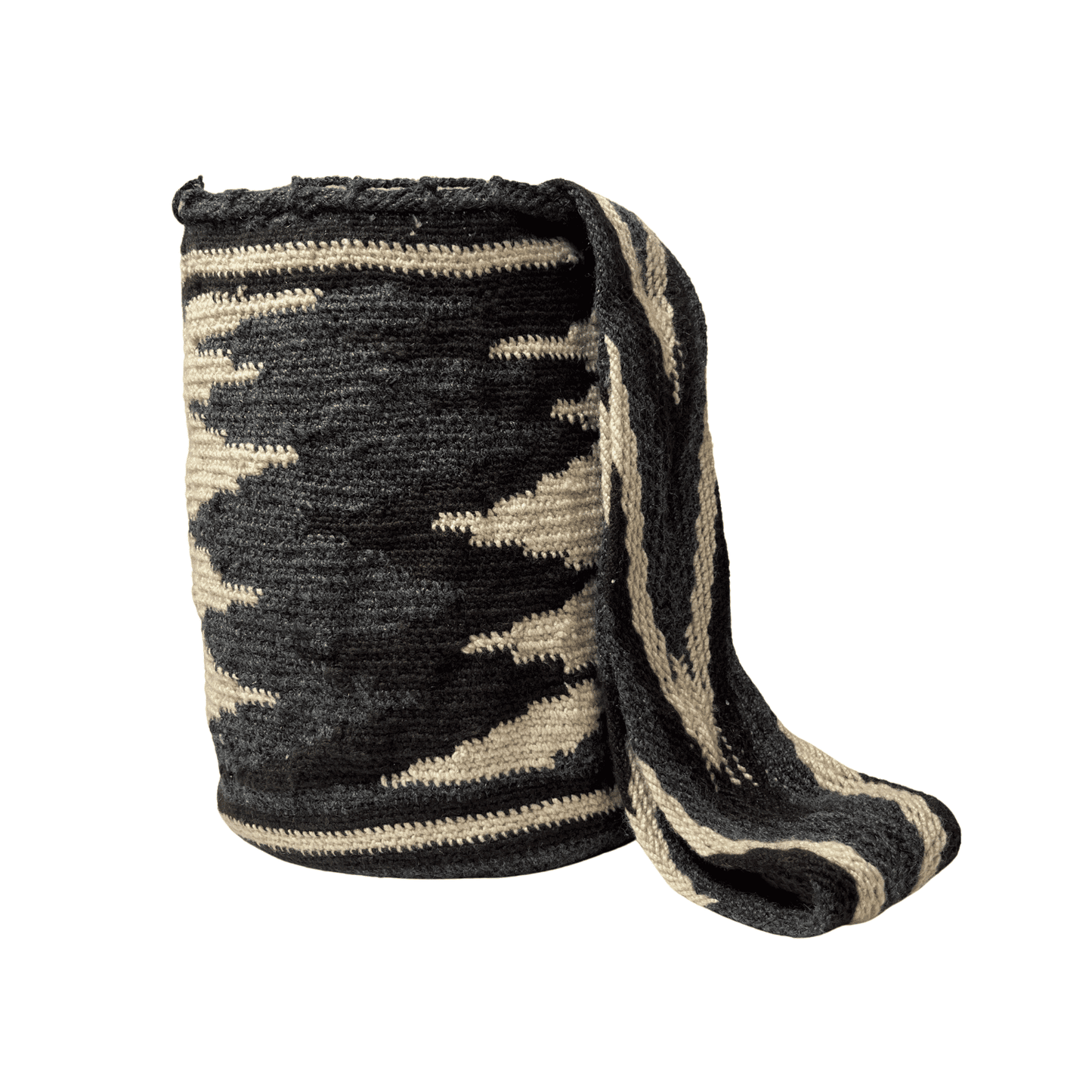 Mochila arhuaca original hombre colores azul negro y beige, tamaño grande