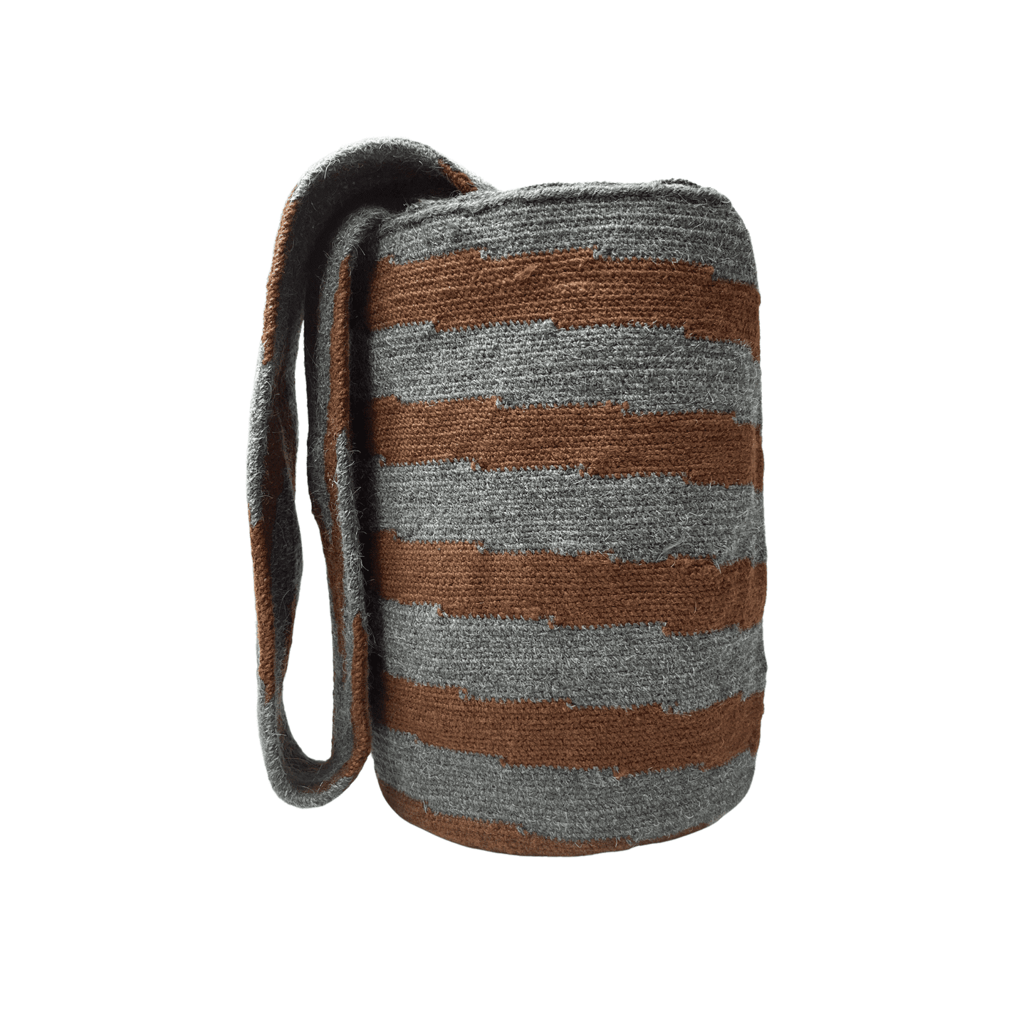 Mochila kankuama hombre diseño caracol en cafe y gris