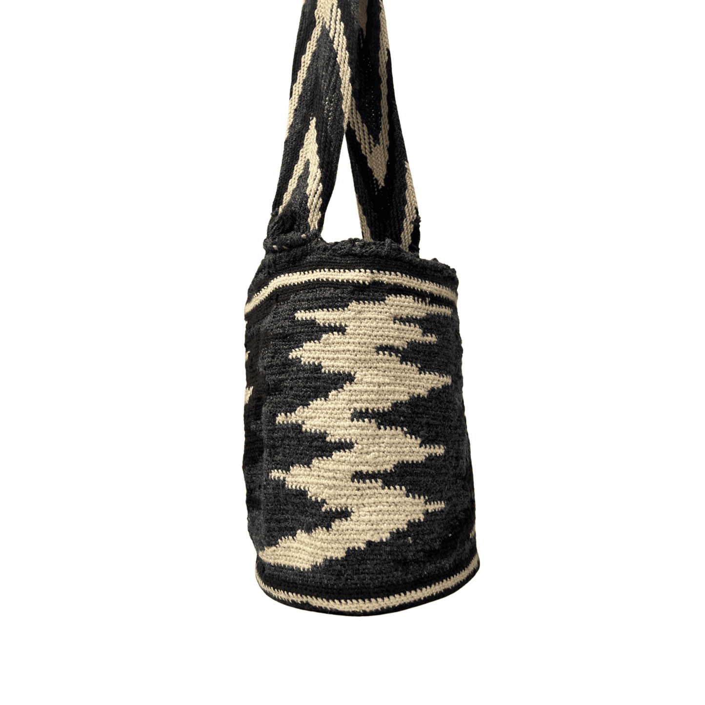 Mochila kankuama grande original hombre colores azul negro y beige