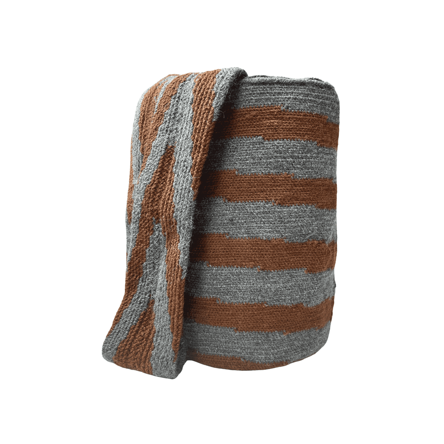 Mochila kankuama tamaño grande diseño caracol en cafe y gris