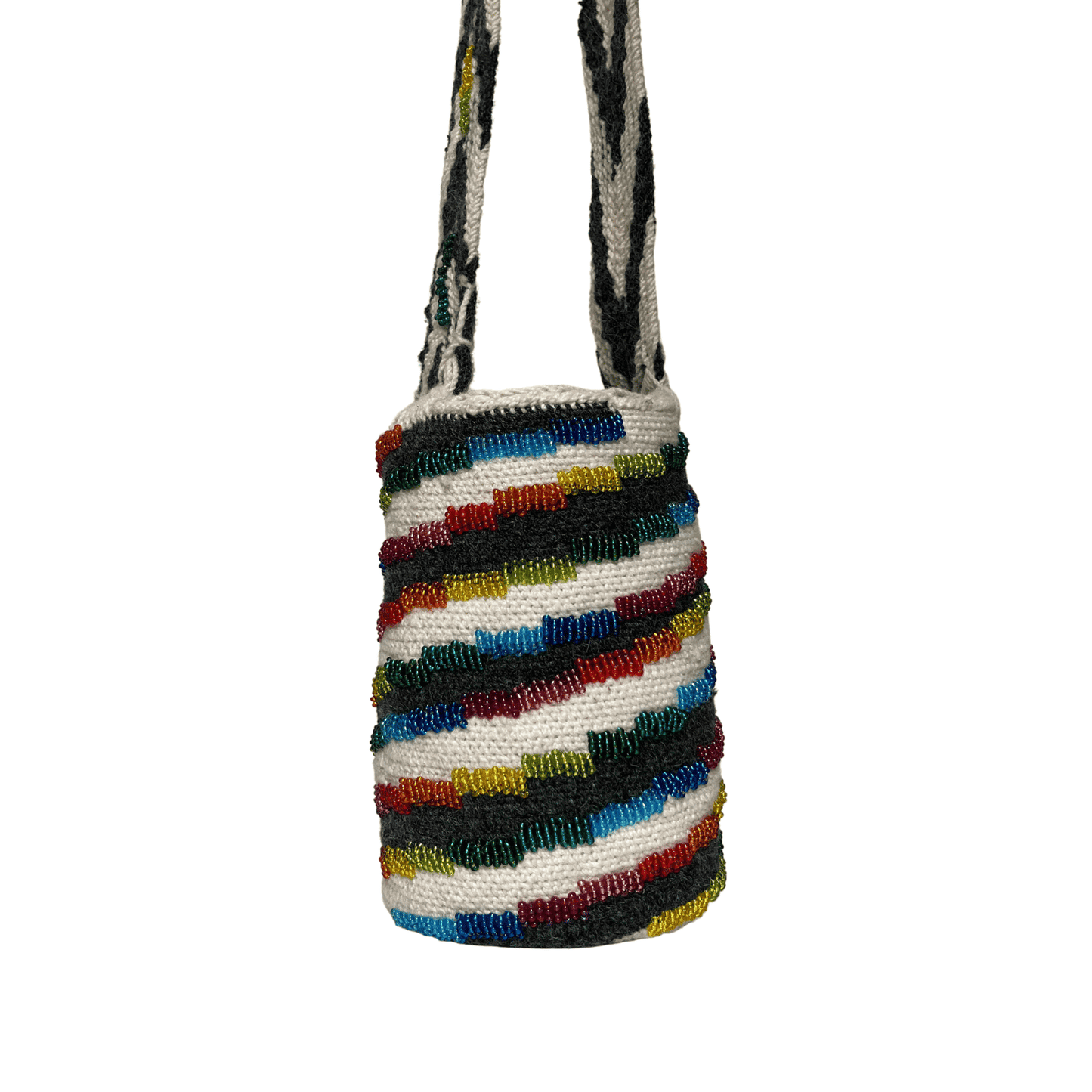 Mochila arhuaca de mujer diseño Caracol decorada con chaquiras de Colores