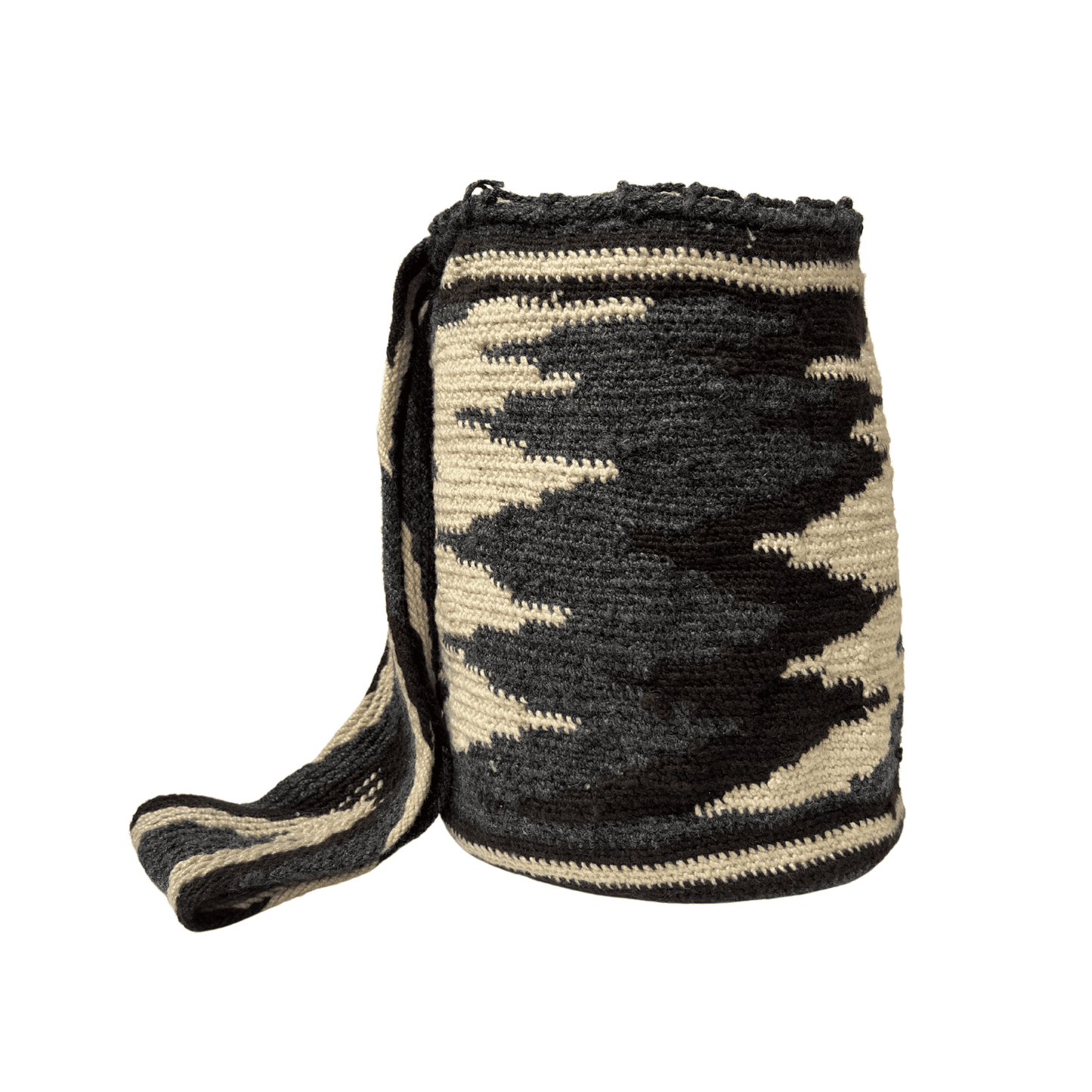 Mochila arhuaca original hombre colores azul negro y beige