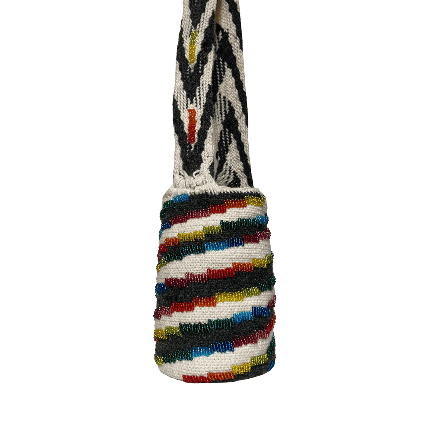 Mochila arhuaca para mujer diseño Caracol decorada con mostacillas de Colores