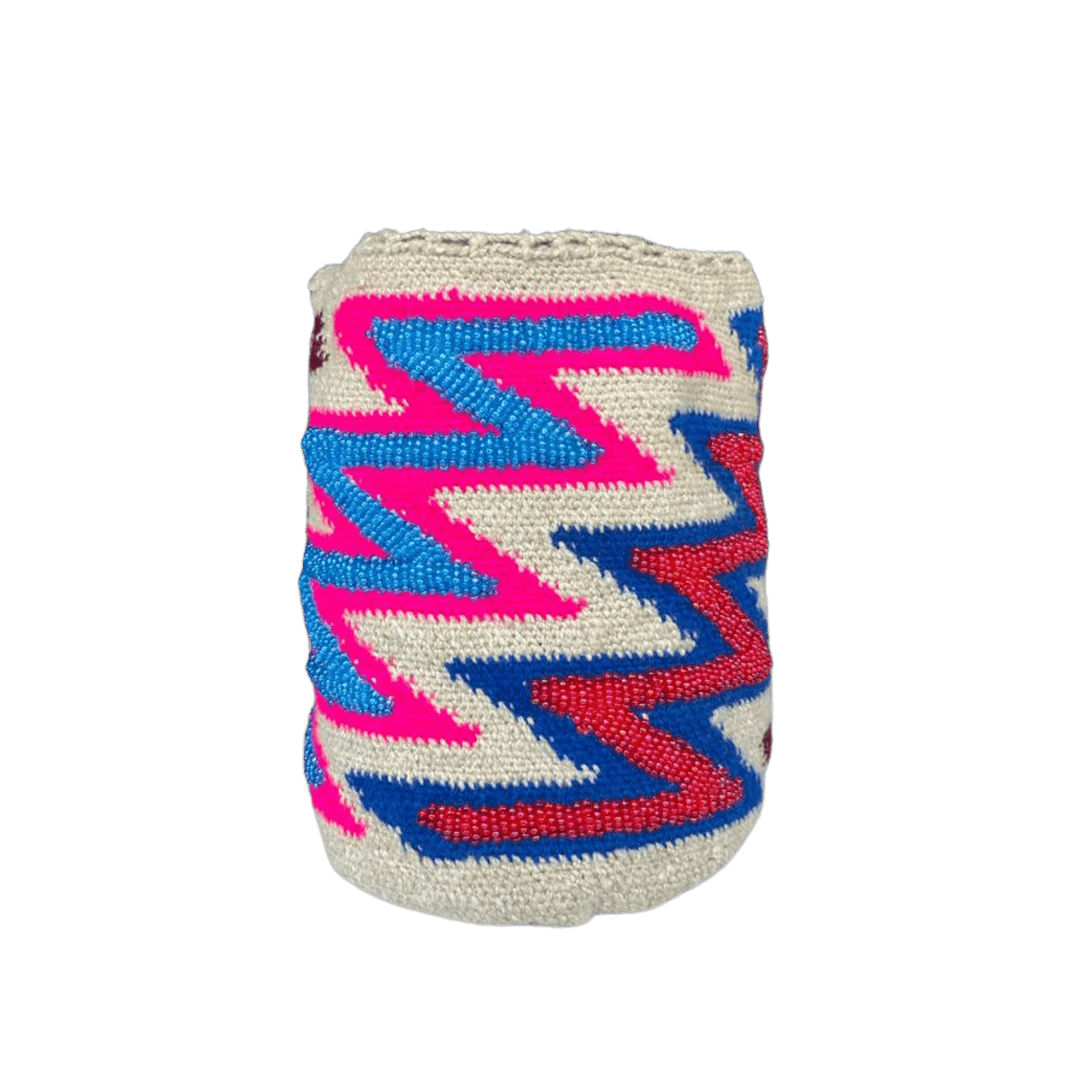 mochila kankuama diseño en zigzag decorada con mostacillas de colores