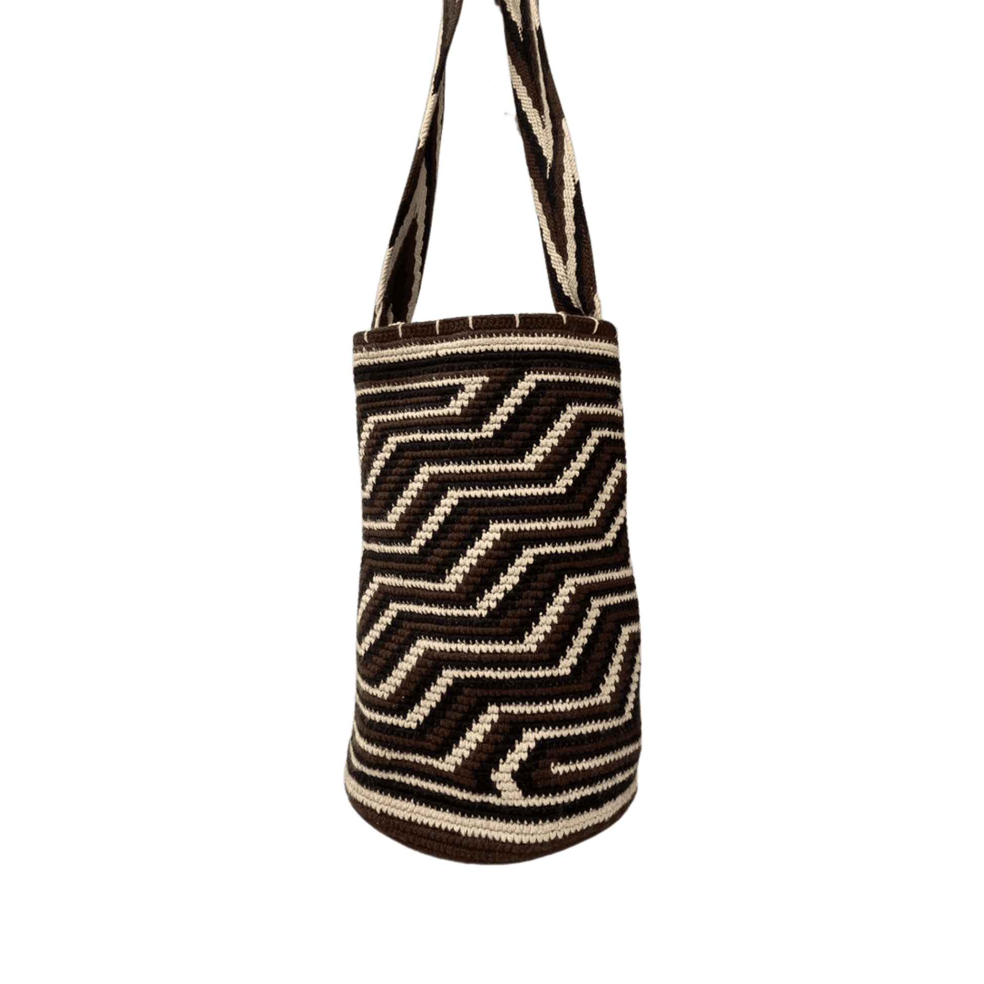 Mochila Wayuu original para hombre colores café, negro y beige